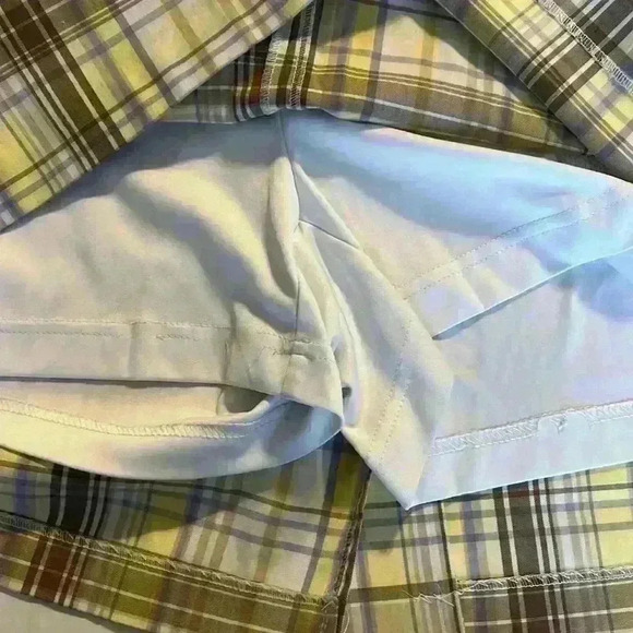 Izod CoolFX Tennis Golf Skirt with under shorts yellow brown plaid size 12 skort - Picture 7 of 13